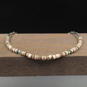 9" Sterling Silver Shell & Bead Beach Ankle Bracelet Vintage